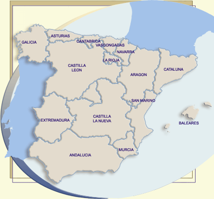 Carte d'Espagne - Cliquez pour choisir la région