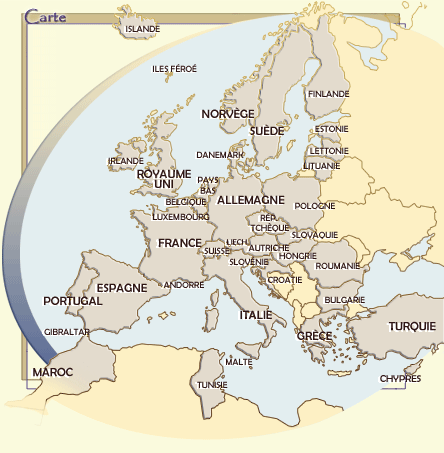 Carte de l'Europe - Cliquez pour choisir le pays