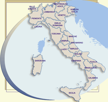 Carte d'Italie - Cliquez pour choisir la région